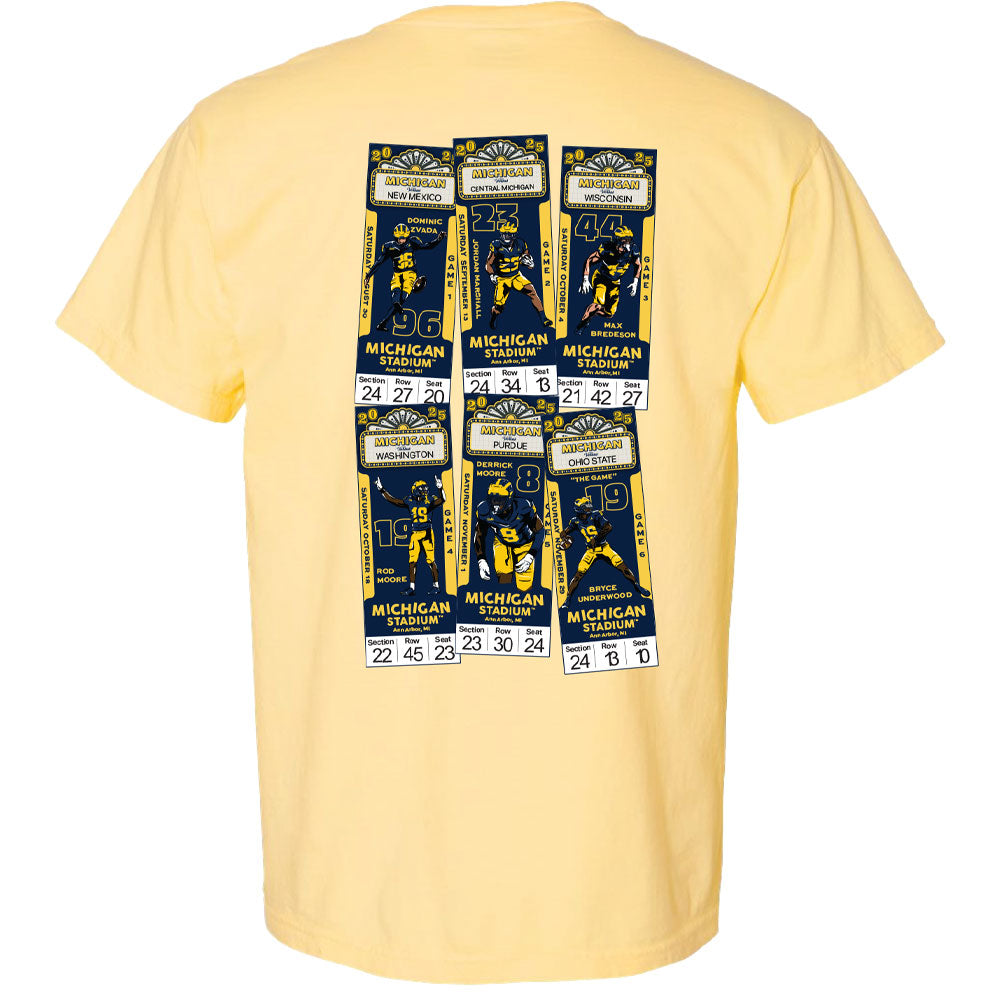 Valiant University of Michigan Football "Home Ticket" 2025 Schedule Tee