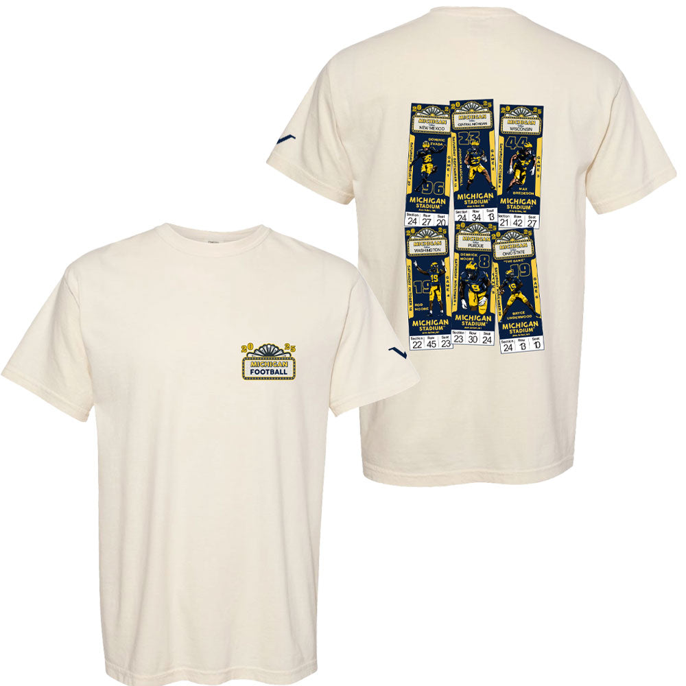 Valiant University of Michigan Football "Home Ticket" 2025 Schedule Tee in Ivory