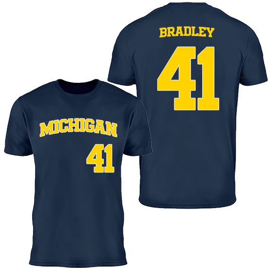 Valiant University of Michigan Baseball Grant Bradley #41 Jersey Tee