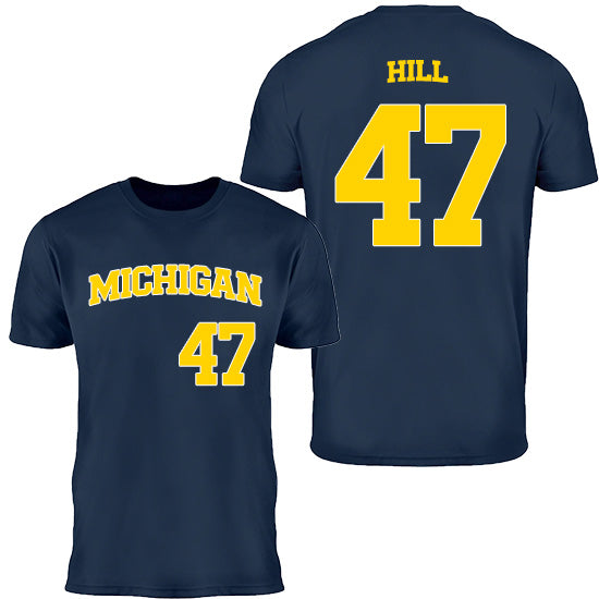 Valiant University of Michigan Baseball Brennan Hill #47 Jersey Tee