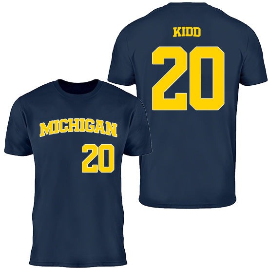Valiant University of Michigan Baseball Ricky Kidd #20 Jersey Tee