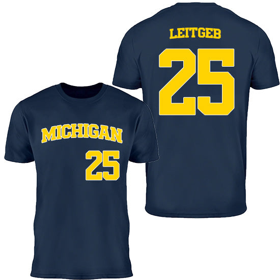 Valiant University of Michigan Baseball Brock Leitgeb #25 Jersey Tee