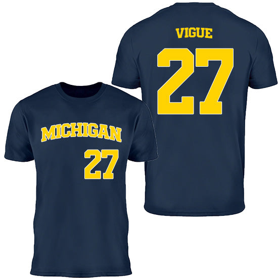 Valiant University of Michigan Baseball Dylan Vigue #27 Jersey Tee