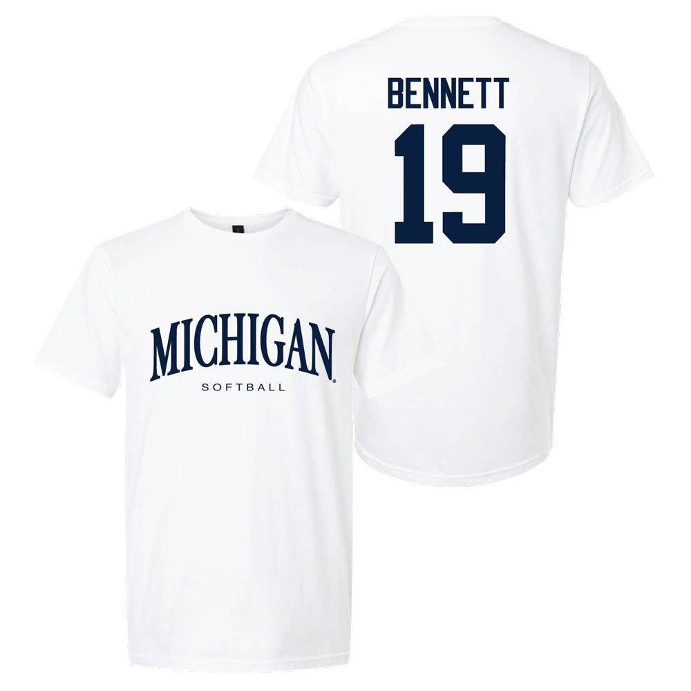 Valiant University of Michigan Softball Reganne Bennett #19 Wordmark Sport Tee