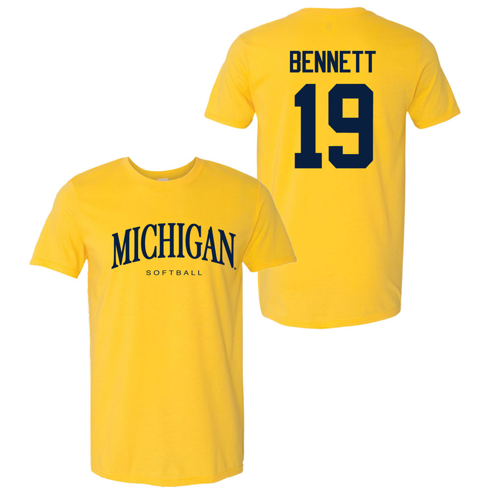 Valiant University of Michigan Softball Reganne Bennett #19 Wordmark Sport Tee
