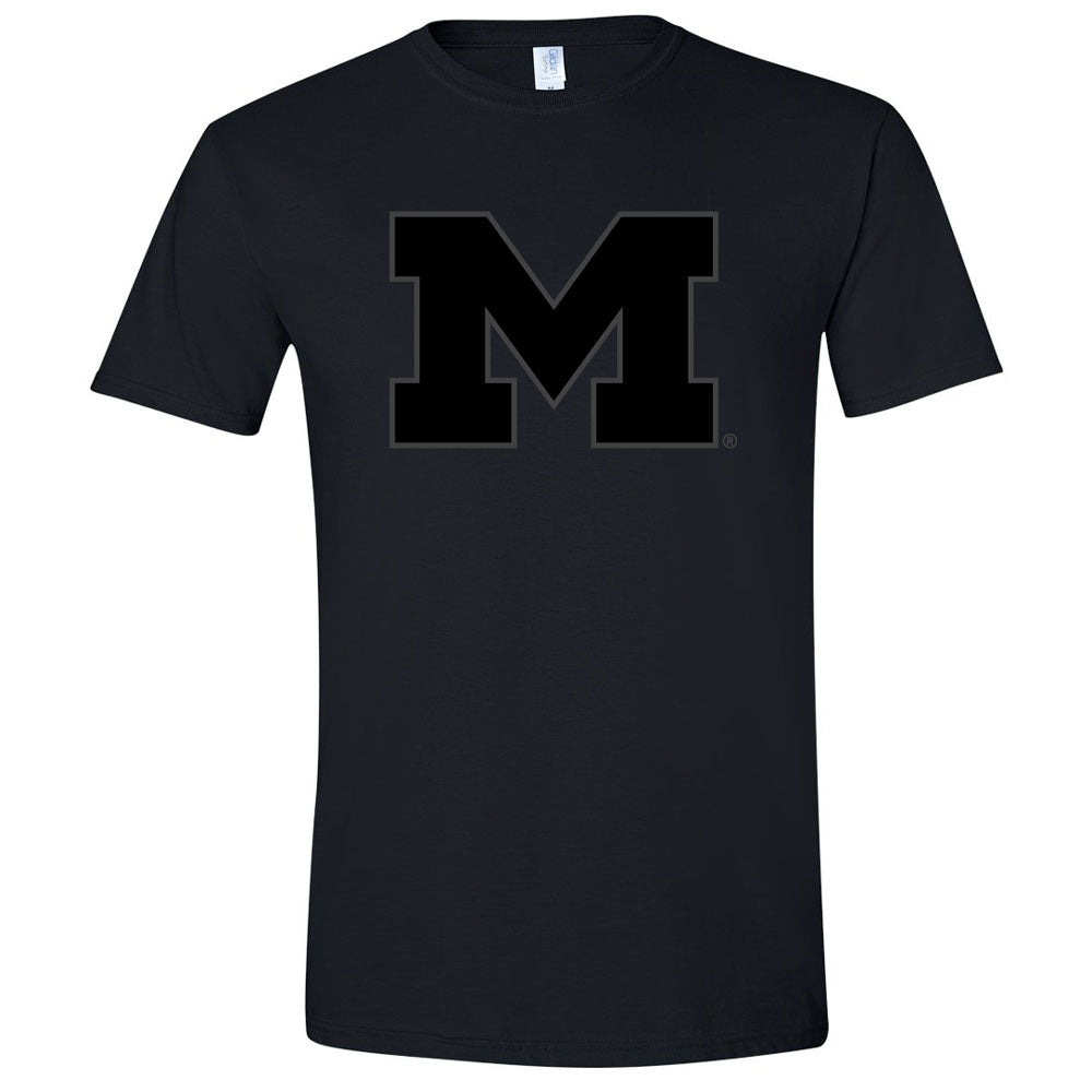 Valiant University of Michigan Tonal Black Out Block "M" Logo Tee