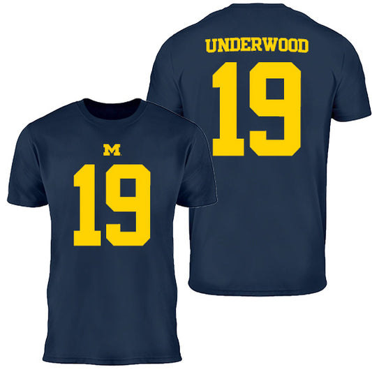 Bryce Underwood University of Michigan Football Valiant Navy Jersey Tee