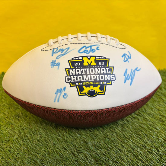 University of Michigan Football JJ McCarthy, Rod Moore, Cornelius Johnson, Roman Wilson, and Will Johnson Autographed 2023 National Champions Football