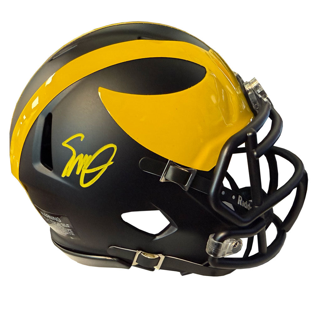 University of Michigan Football Semaj Morgan Autographed Riddell Mini Helmet