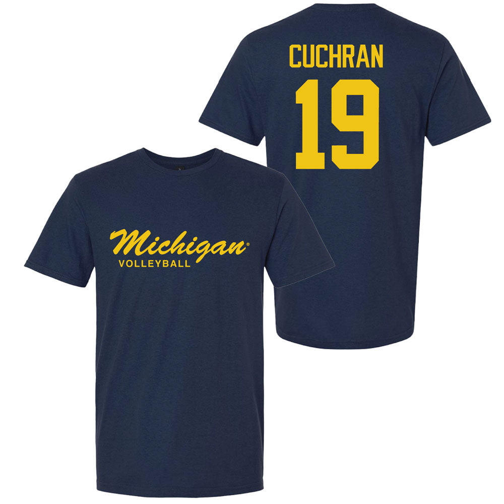 Valiant University of Michigan Volleyball Maddi Cuchran #19 Script Michigan Sport Tee