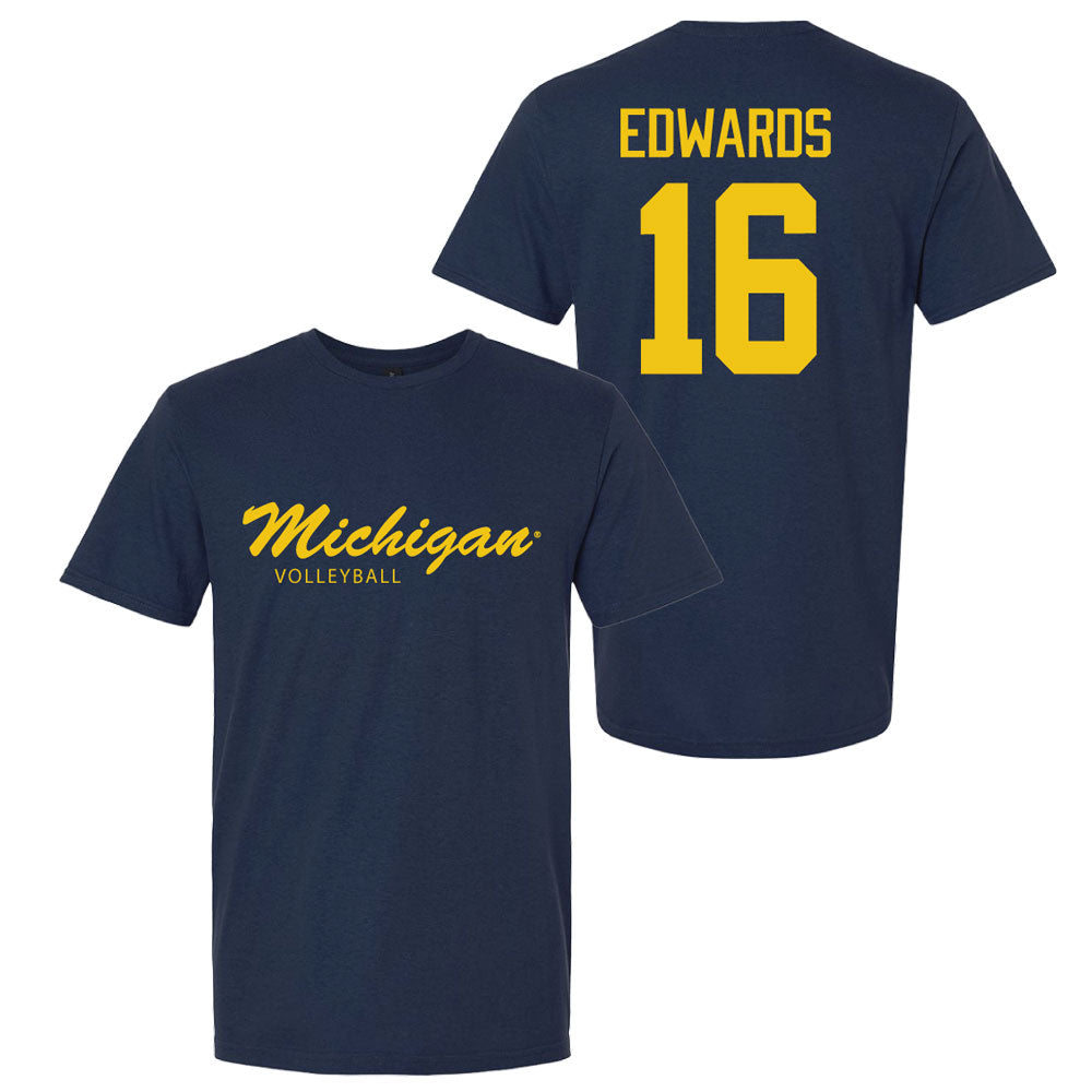 Valiant University of Michigan Volleyball Camille Edwards #16 Script Michigan Sport Tee