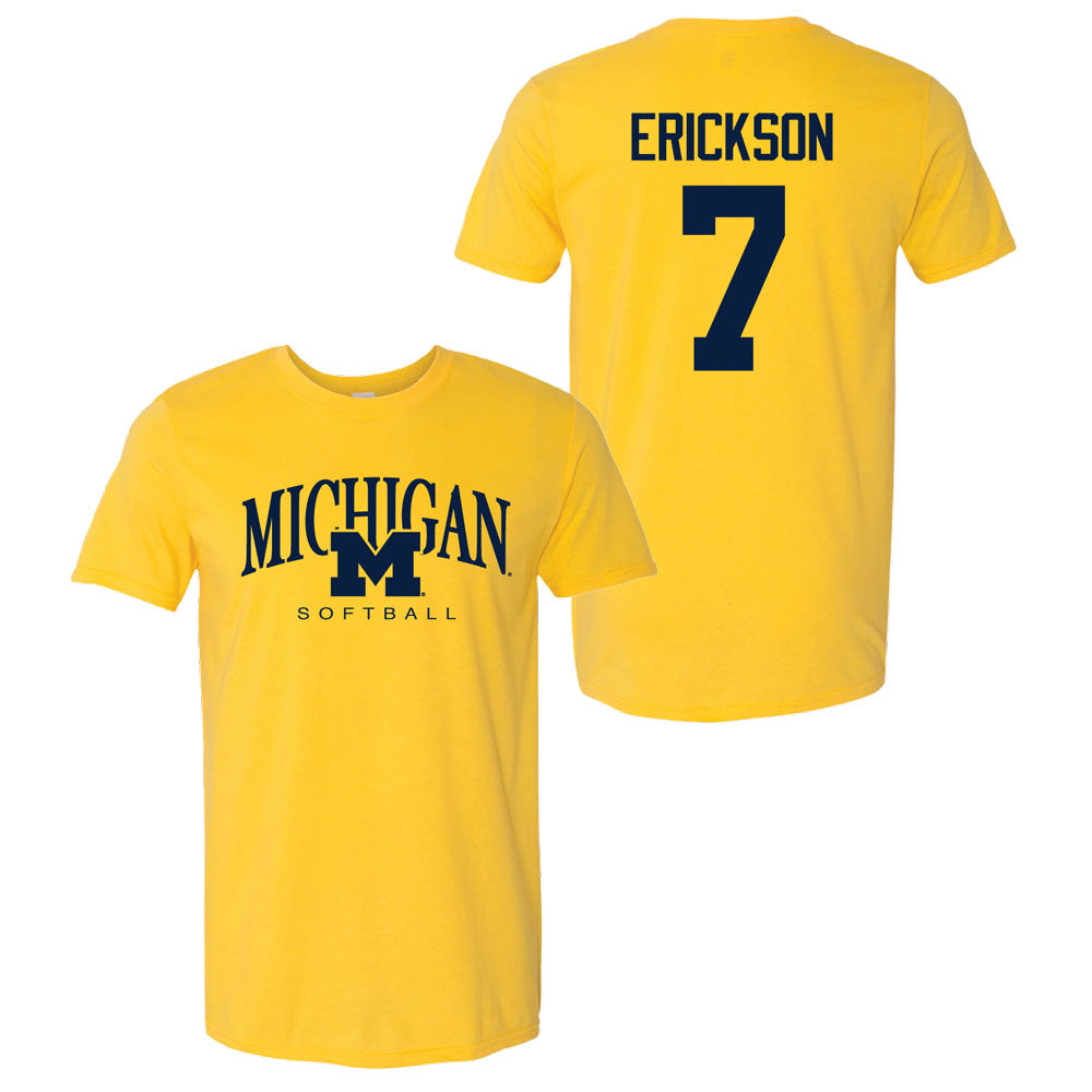 Valiant University of Michigan Softball Maddie Erickson #13 M/Michigan Sport Tee