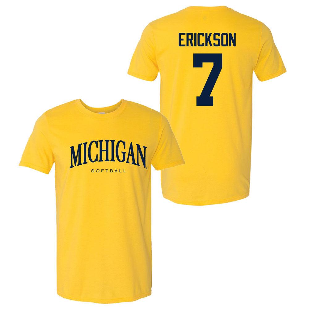 Valiant University of Michigan Softball Maddie Erickson #13 Wordmark Sport Tee