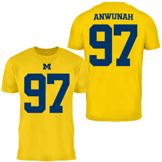 Valiant University of Michigan Football Chibi Anwunah #97 Jersey Tee