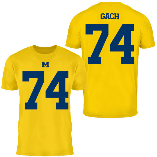 Valiant University of Michigan Football Avery Gach #74 Jersey Tee