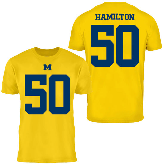 Valiant University of Michigan Football Luke Hamilton #50 Jersey Tee