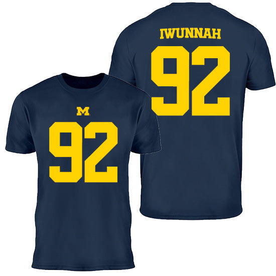 Valiant University of Michigan Football Ike Iwunnah #92 Jersey Tee
