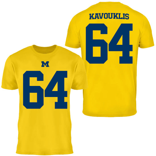 Valiant University of Michigan Football James Kavouklis #64 Jersey Tee