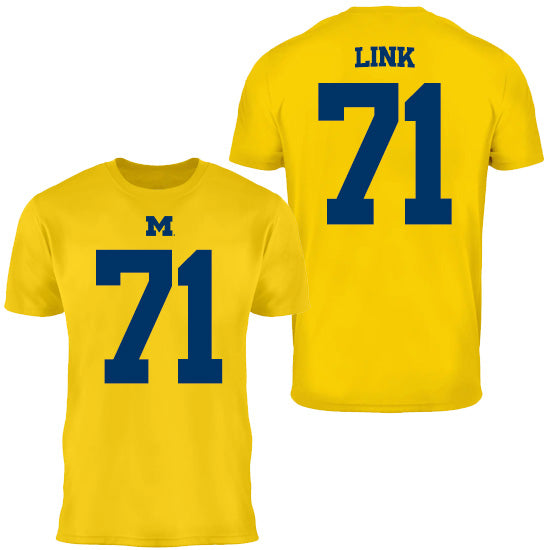 Valiant University of Michigan Football Evan Link #71 Jersey Tee