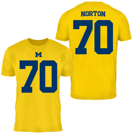 Valiant University of Michigan Football Brady Norton #70 Jersey Tee