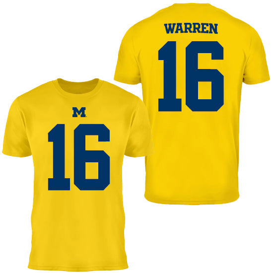 Valiant University of Michigan Football Davis Warren #16 Jersey Tee