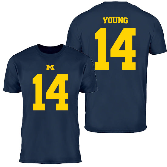 Valiant University of Michigan Football Jordan Young #14 Youth Jersey Tee