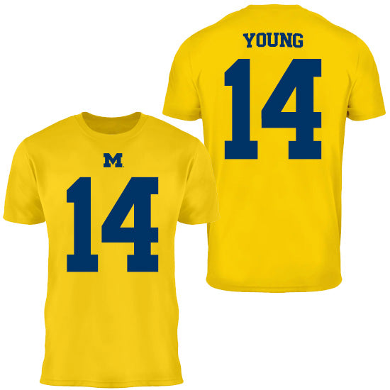 Valiant University of Michigan Football Jordan Young #14 Jersey Tee
