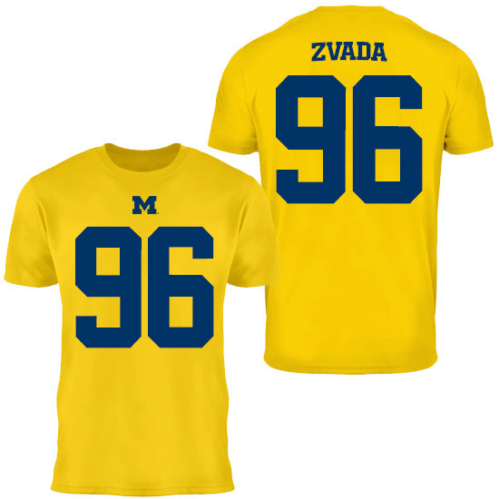 Valiant University of Michigan Football Dominic Zvada #96 Jersey Tee