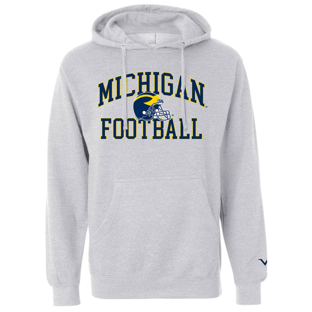 Valiant University of Michigan Football Gray Helmet Hooded Sweatshirt