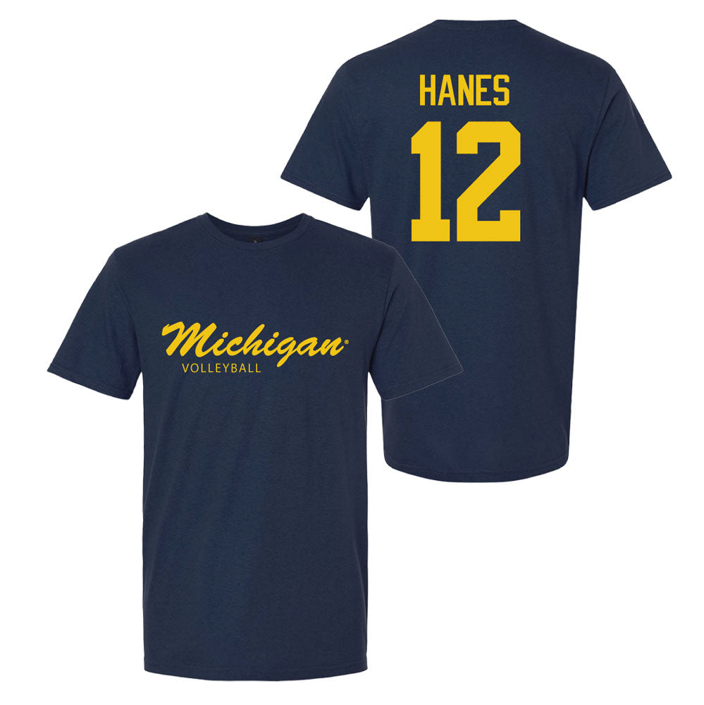 Valiant University of Michigan Volleyball Jenna Hanes #12 Script Michigan Sport Tee