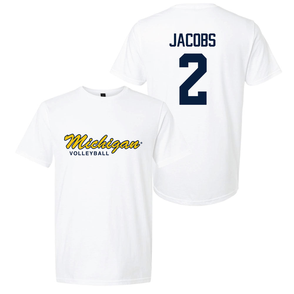 Valiant University of Michigan Volleyball Allison Jacobs #2 Script Michigan Sport Tee