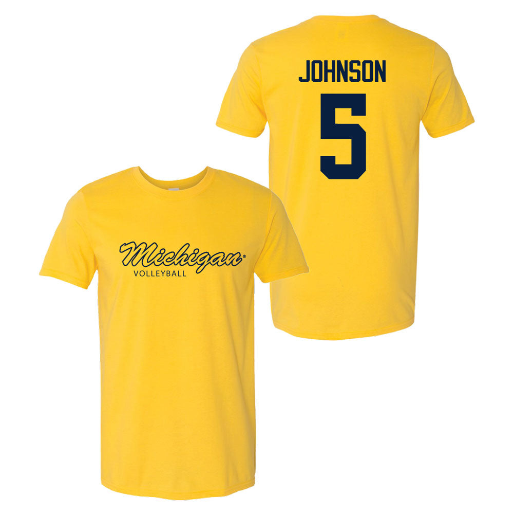 Valiant University of Michigan Volleyball Lydia Johnson #5 Script Michigan Sport Tee