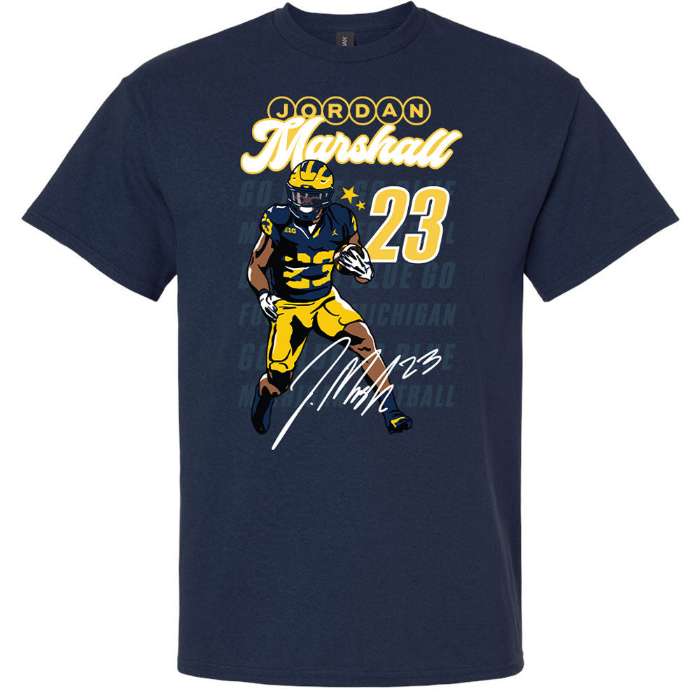Valiant University of Michigan Football Jordan Marshall Illustrated Tee