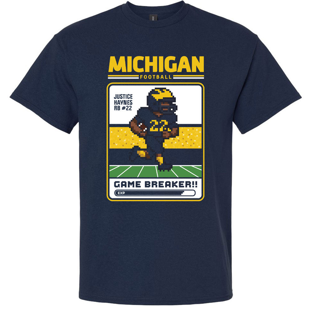 Valiant University of Michigan Football Justice Haynes ''Game Breaker" 8-Bit Character Tee