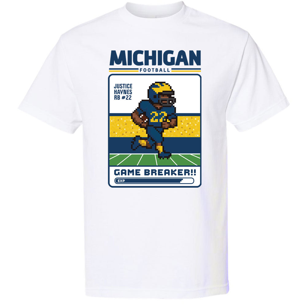 Valiant University of Michigan Football Justice Haynes ''Game Breaker" 8-Bit Character Tee