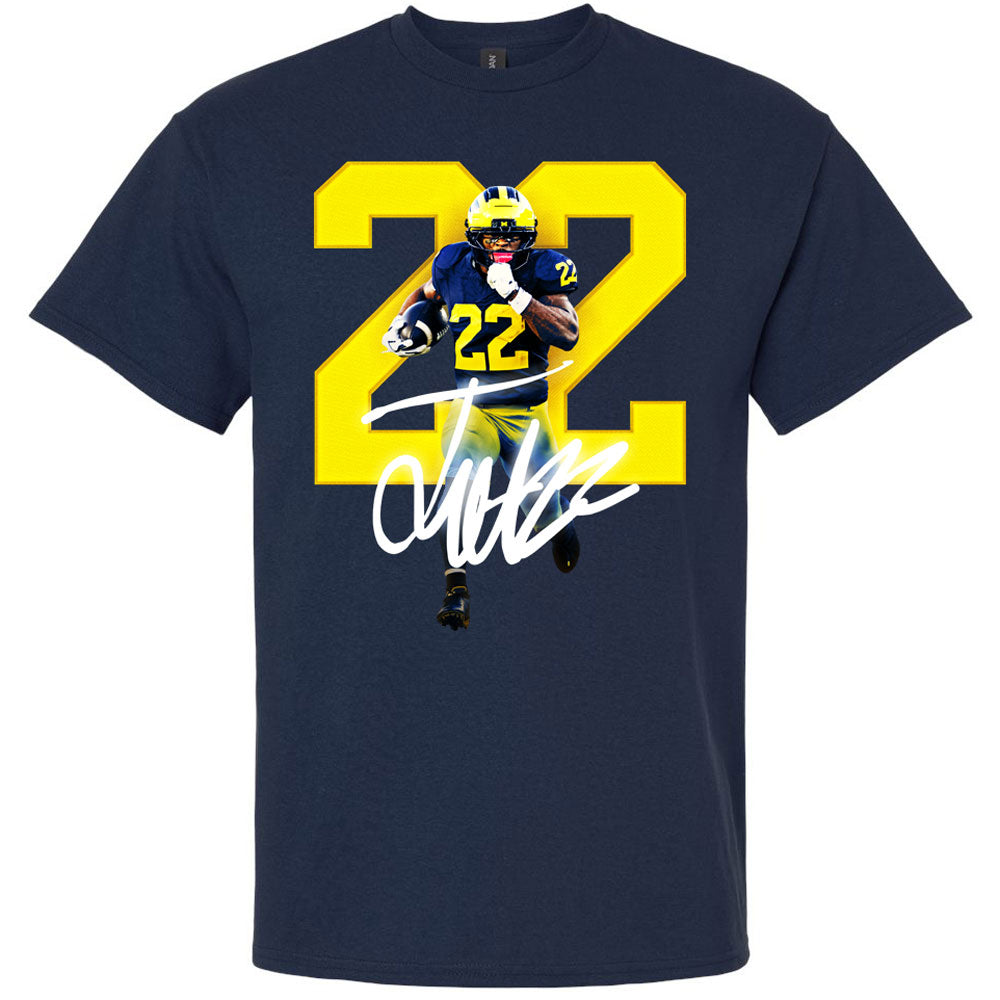 Valiant University of Michigan Football Justice Haynes #22 Signature Series Navy Tee