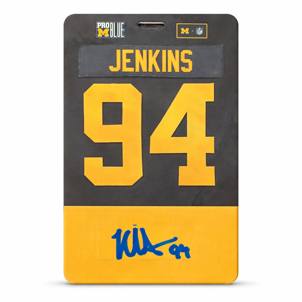 Kris Jenkins Autographed University of Michigan Football Pro Blue Credential – #94