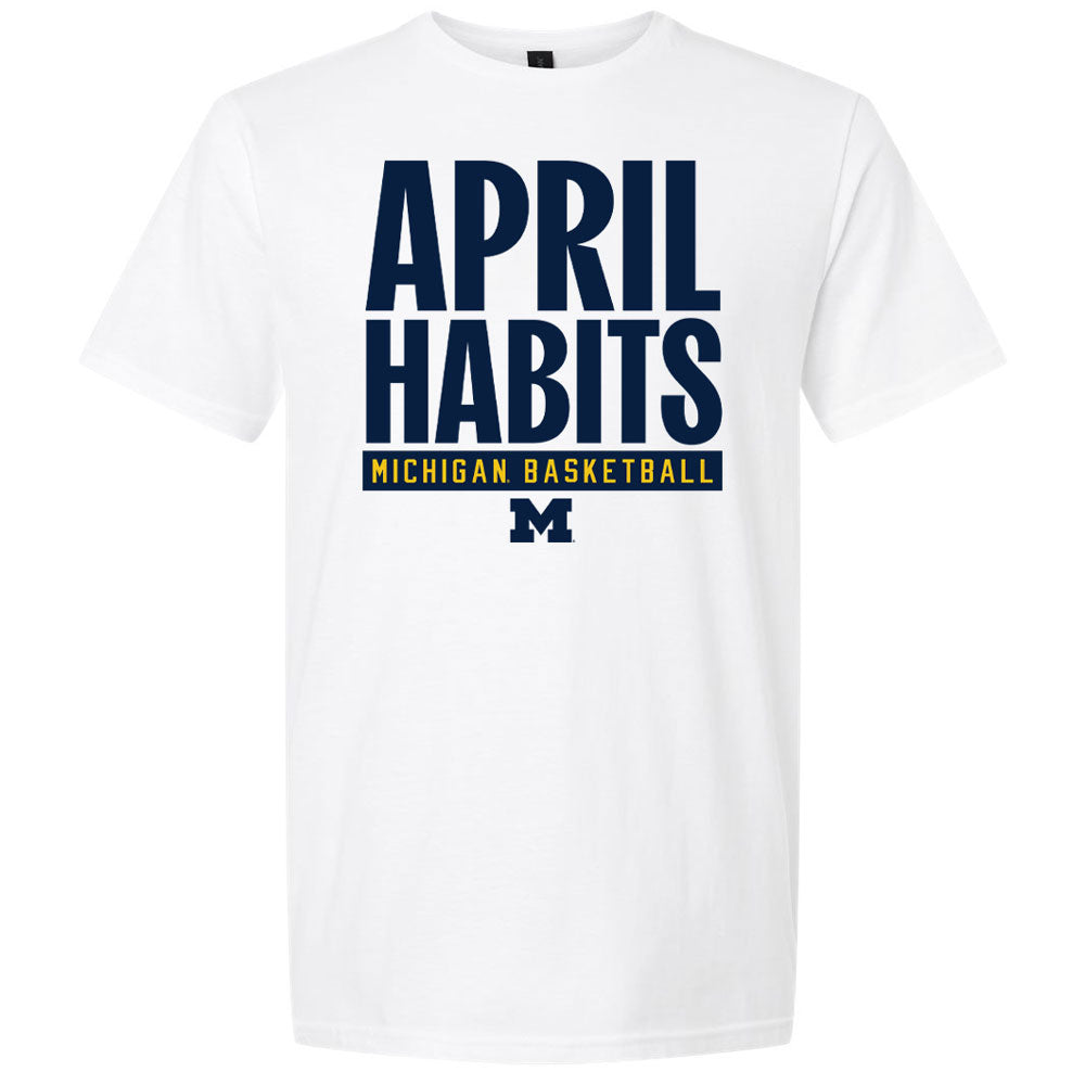 Valiant University of Michigan Men's Basketball "April Habits" Stacked Tee