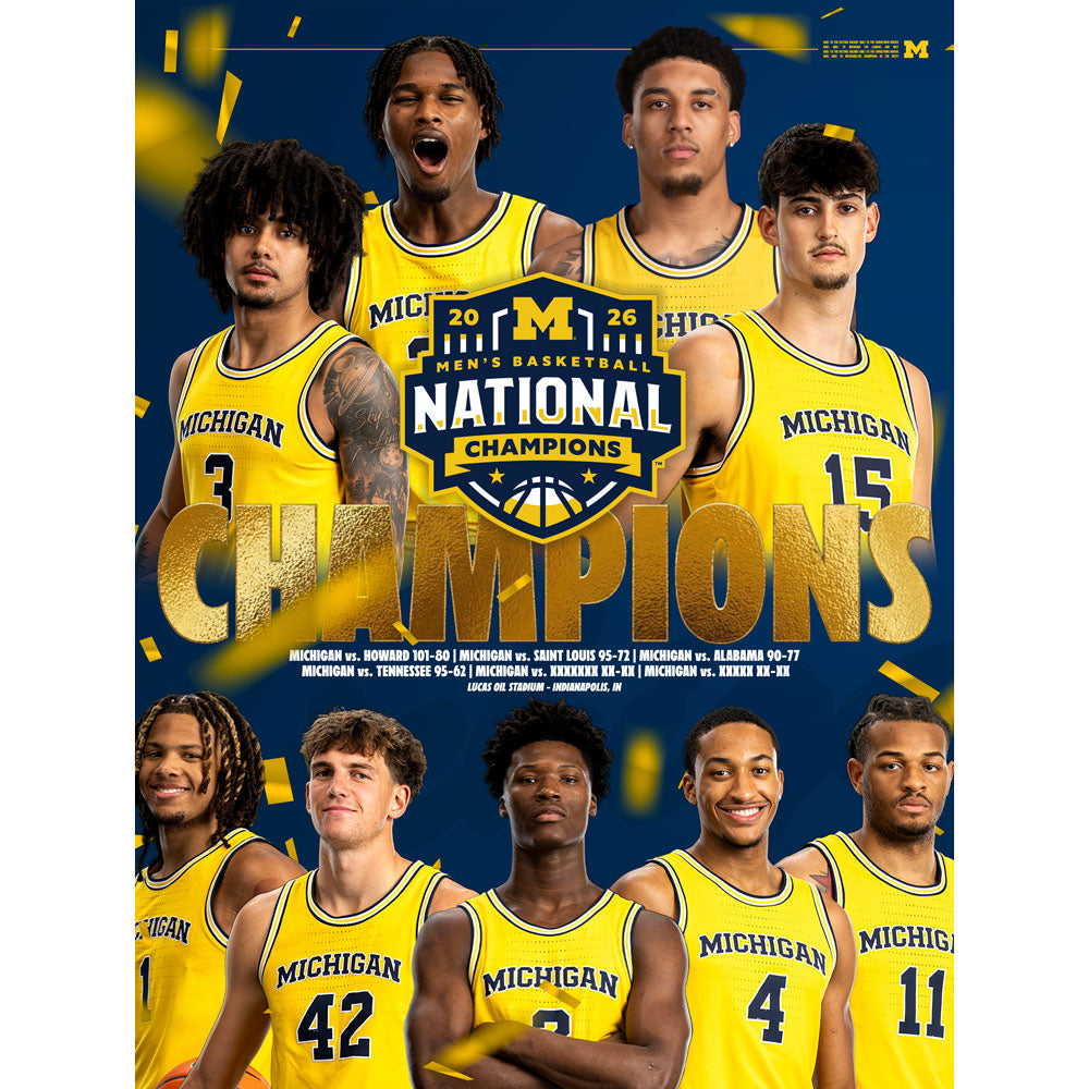 University of Michigan Basketball 2025-2026 National Champions Poster