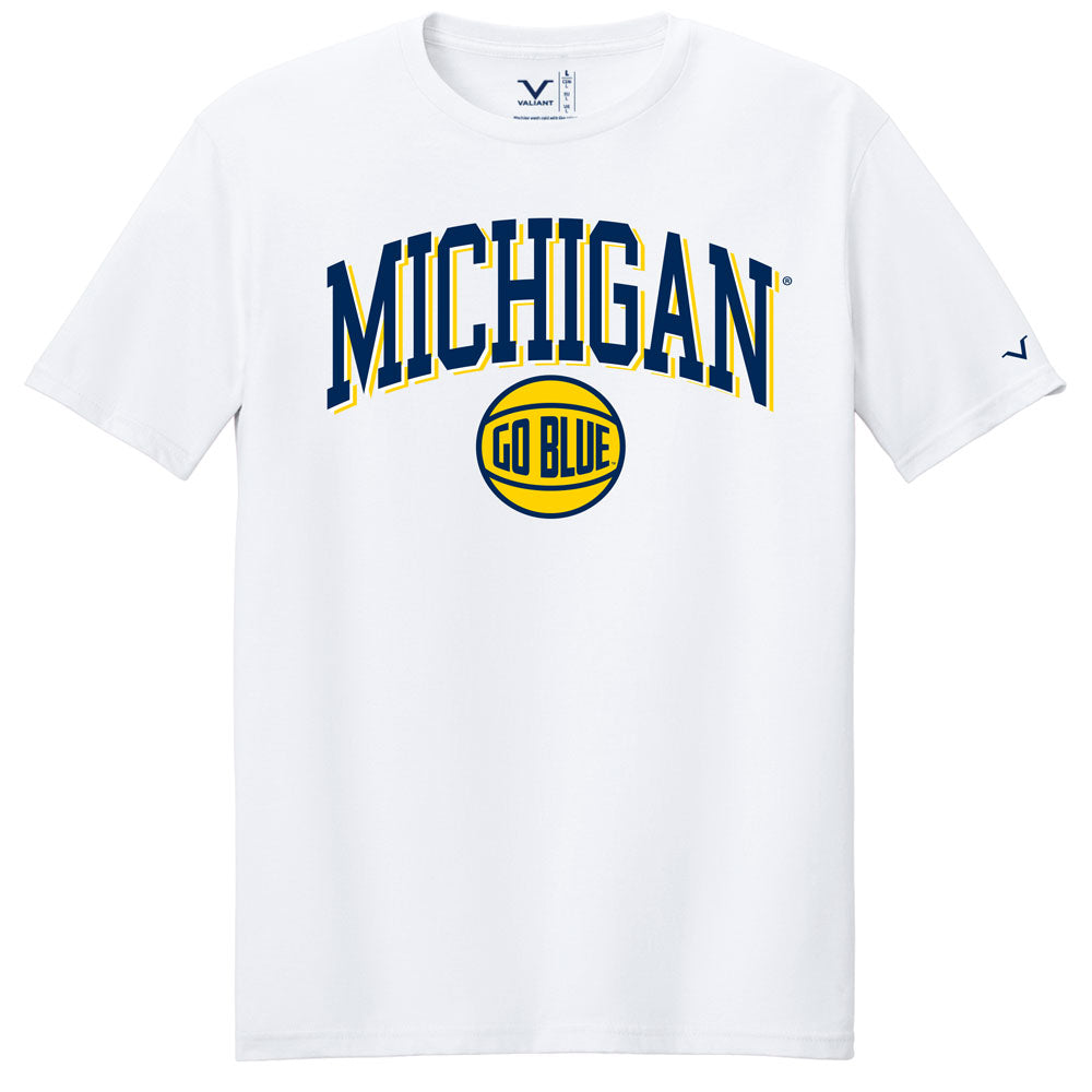 Valiant University of Michigan Basketball "Go Blue" Roundball Arched Tee