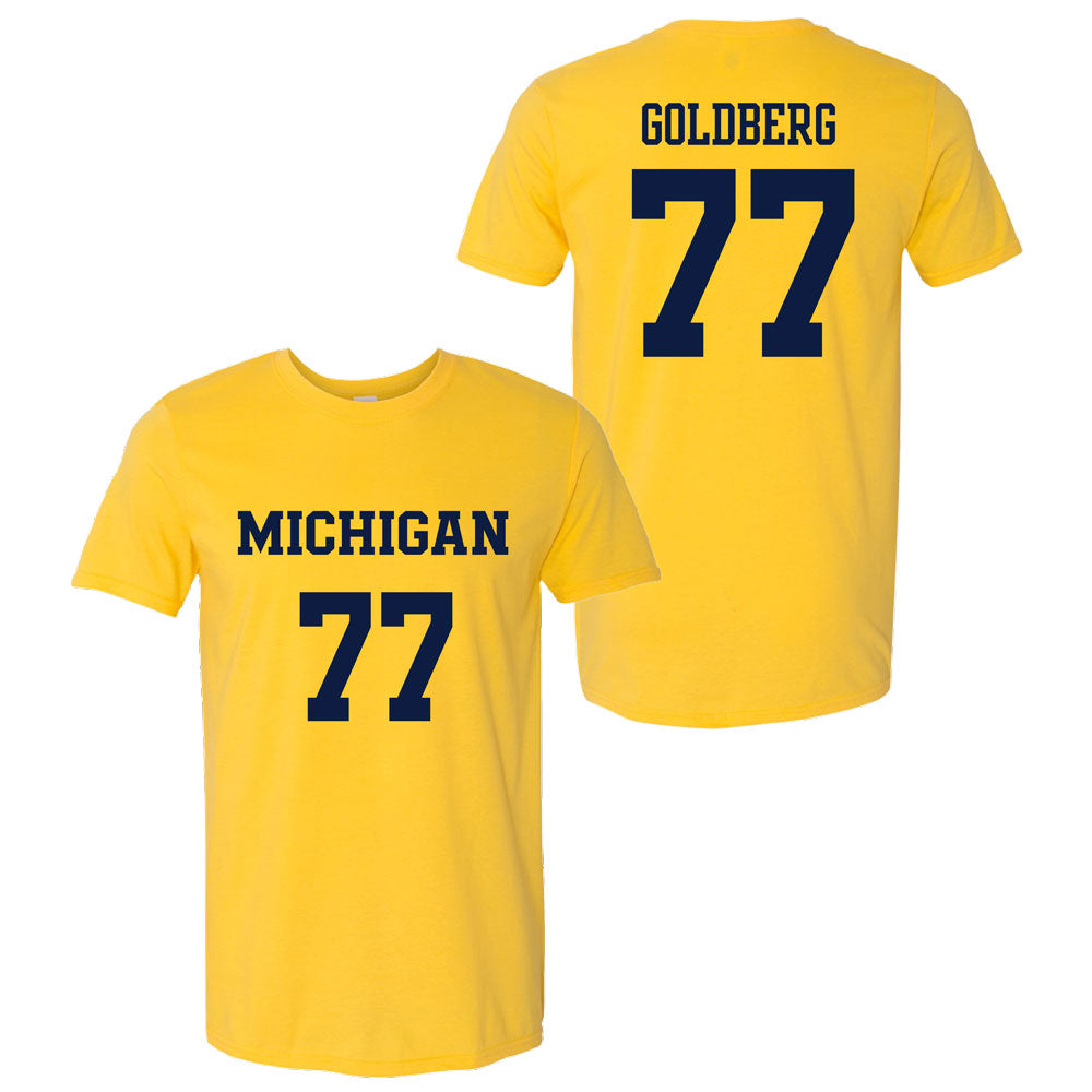 Valiant University of Michigan Lacrosse Kade Goldberg #77 Jersey Tee