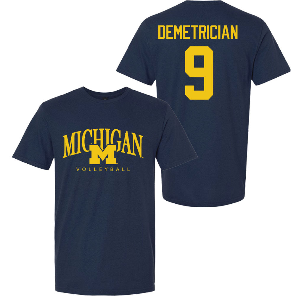 Valiant University of Michigan Volleyball Ella Demetrician #9 M/Michigan Sport Tee