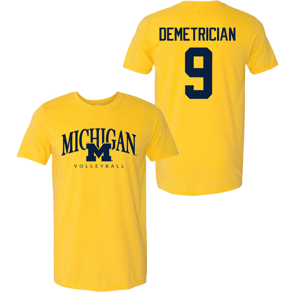Valiant University of Michigan Volleyball Ella Demetrician #9 M/Michigan Sport Tee