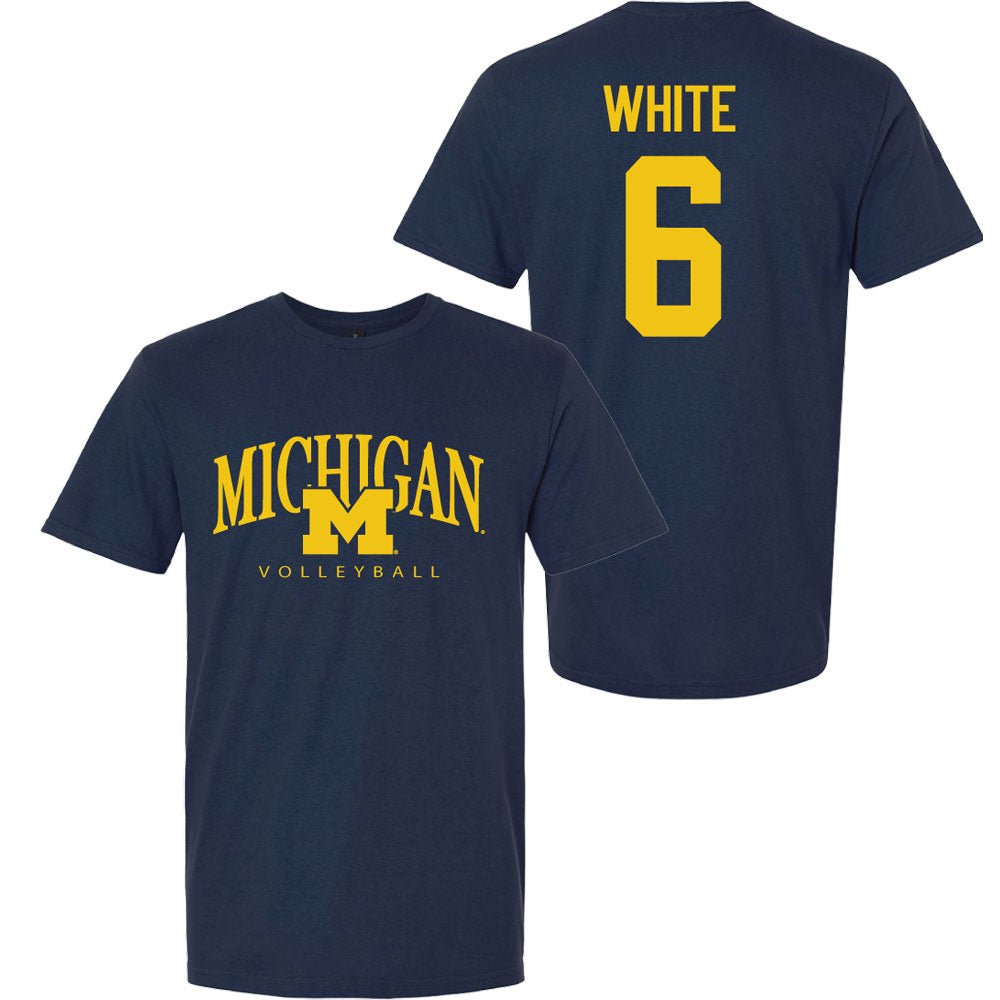 Valiant University of Michigan Volleyball Ellie White #6 M/Michigan Sport Tee