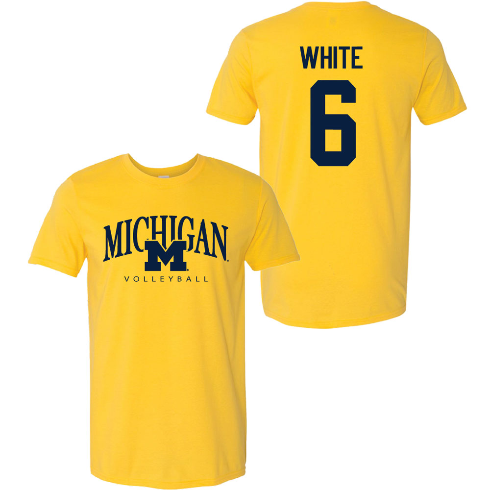 Valiant University of Michigan Volleyball Ellie White #6 M/Michigan Sport Tee