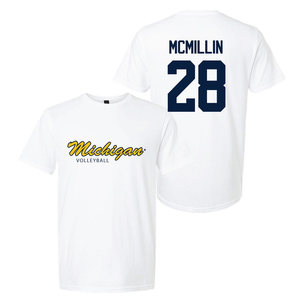 Valiant University of Michigan Volleyball Trixie McMillin #28 Script Michigan Sport Tee