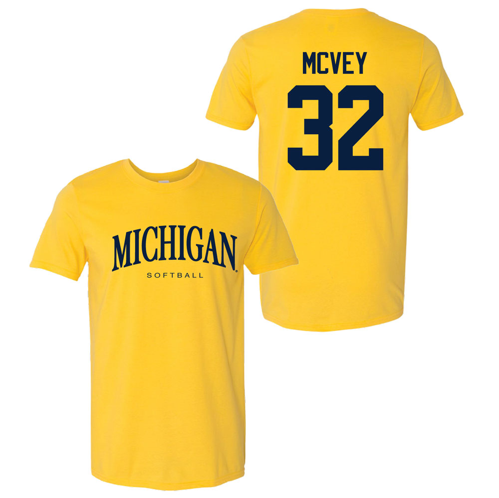 Valiant University of Michigan Softball Ella McVey #32 Wordmark Sport Tee