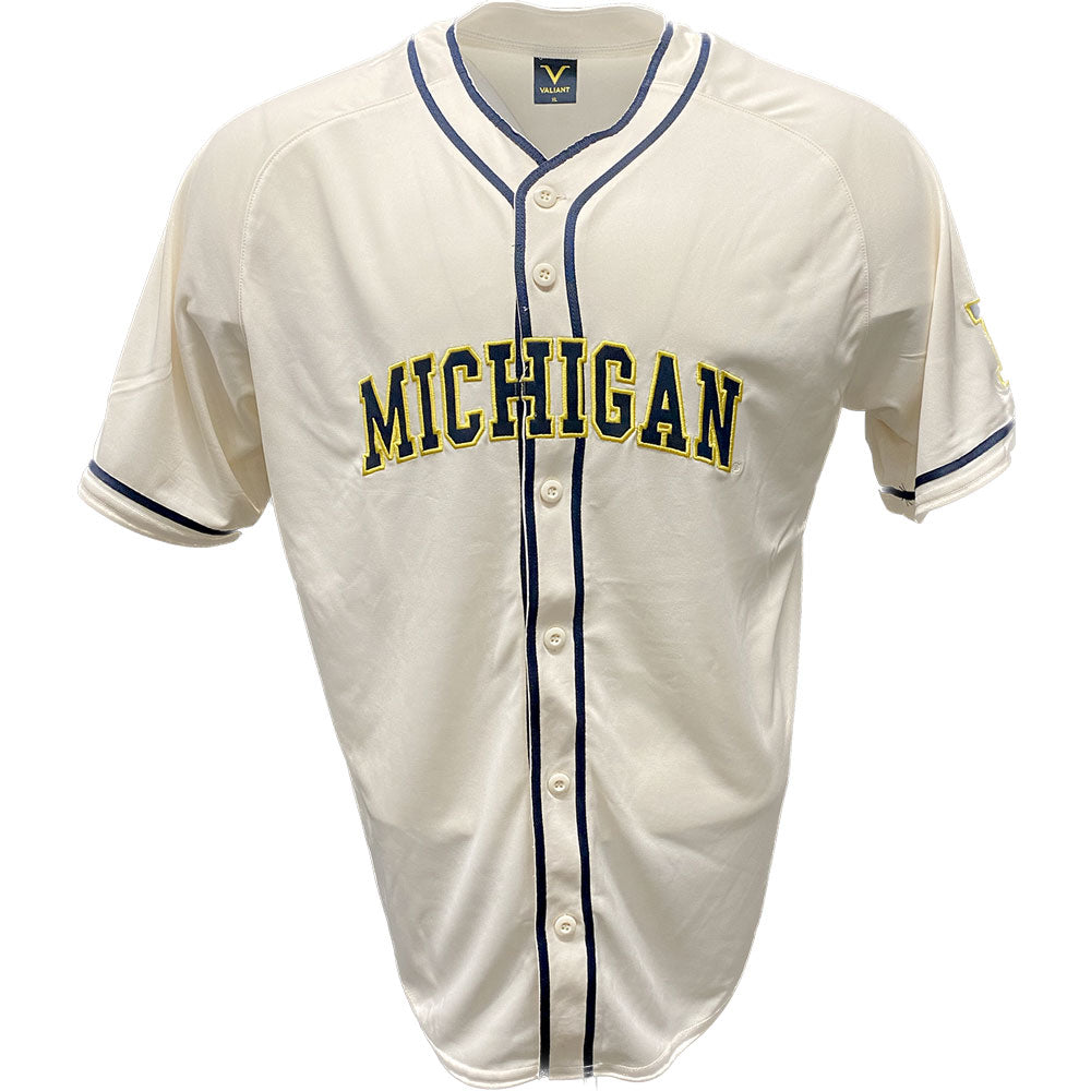 Valiant University of Michigan Baseball Natural Baseball Jersey