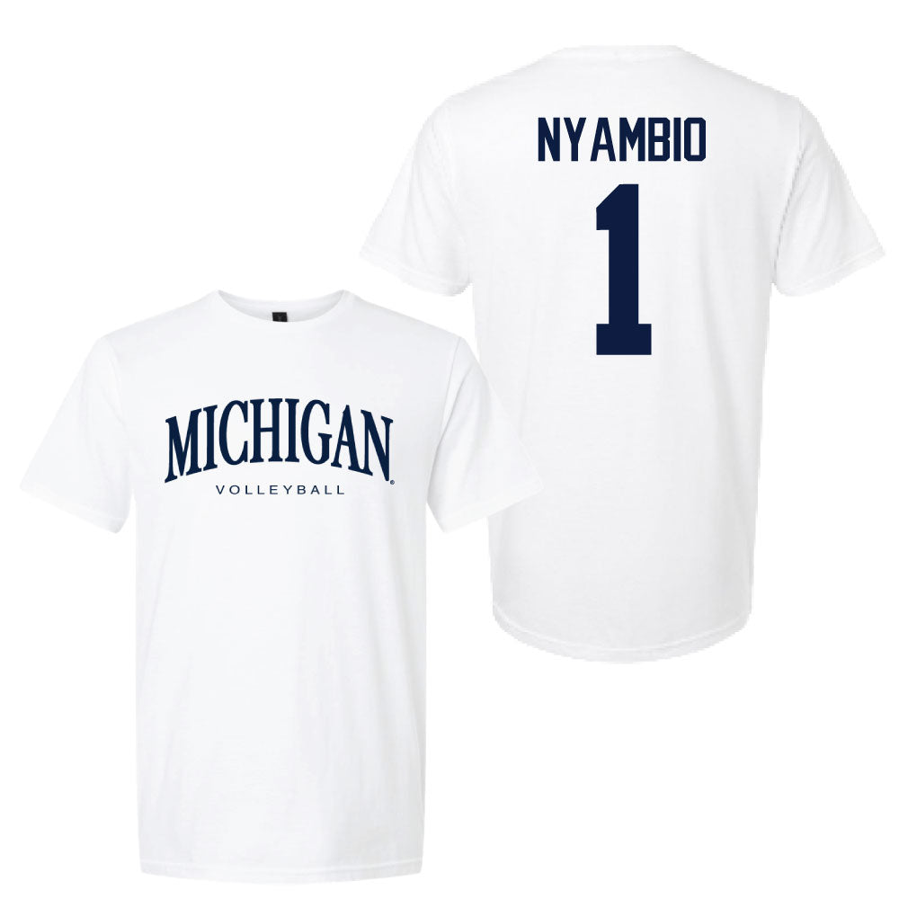 Valiant University of Michigan Volleyball Serena Nyambio #1 Wordmark Sport Tee
