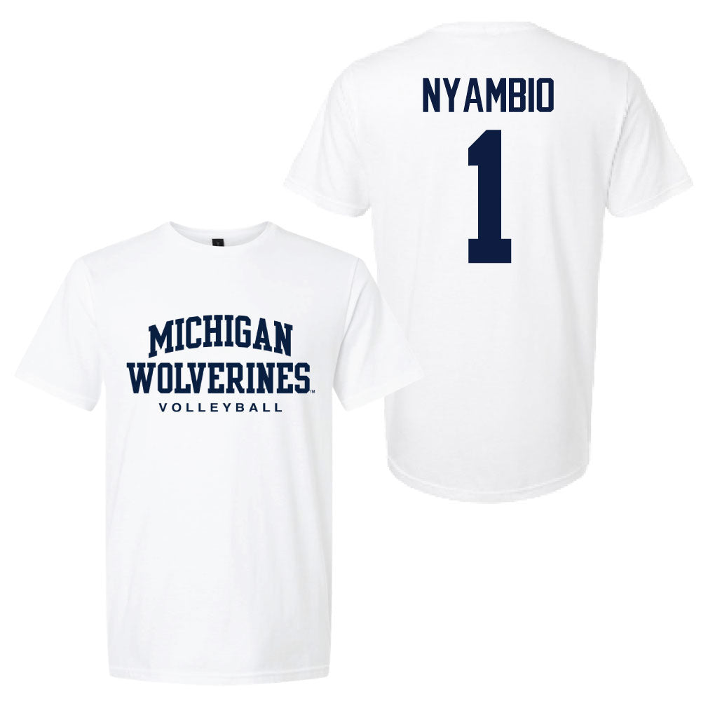 Valiant University of Michigan Volleyball Serena Nyambio #1 Wolverines Sport Tee